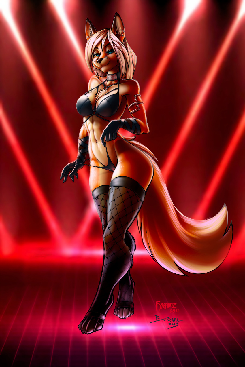 1girl big_ass big_breasts bikini champagne_(jeremy_bernal) ears fluffy_tail fox jeremy_bernal orange_skin seductive sexyfur tail vanilla_skin vixen yellow_hair