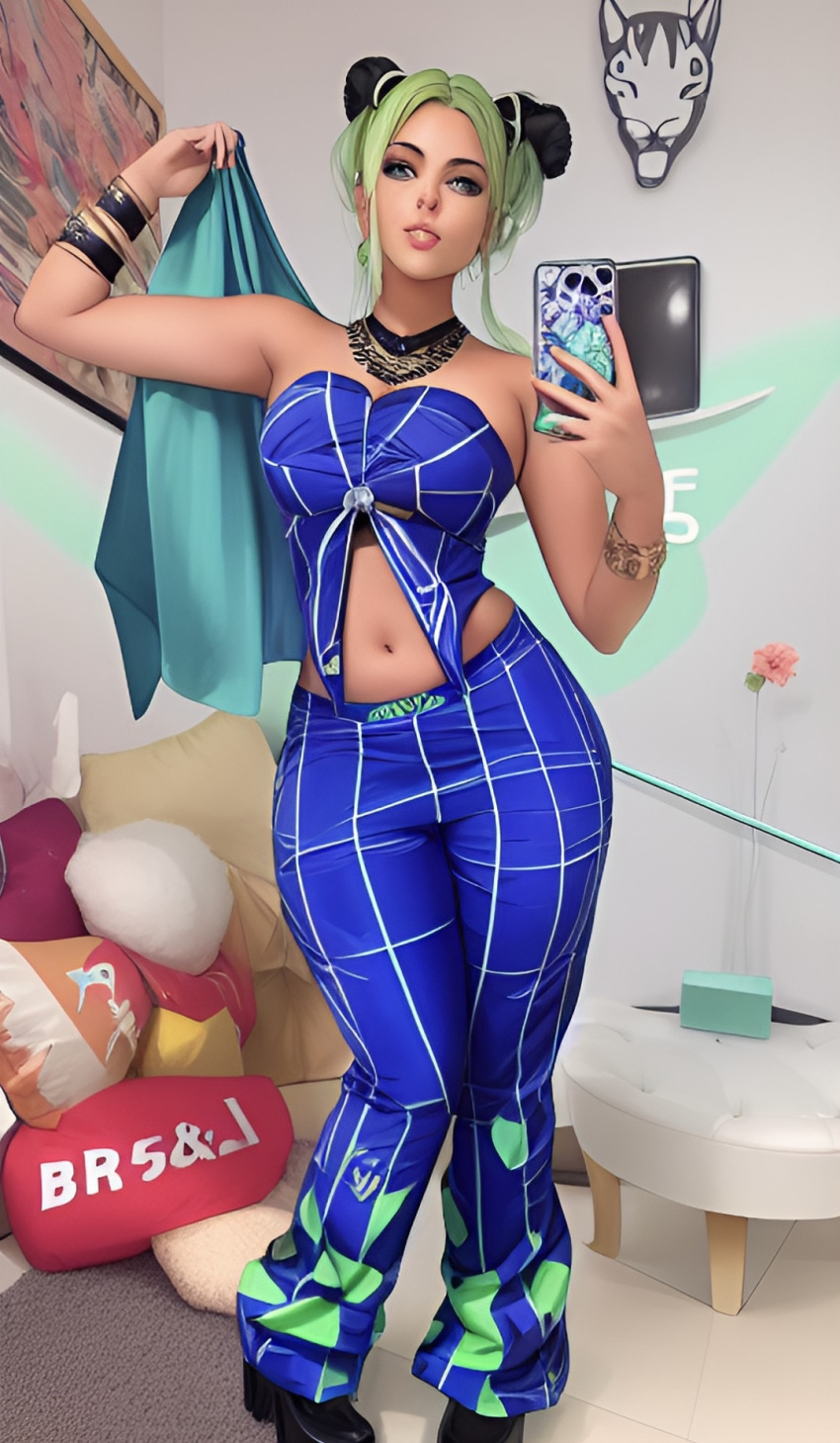 1girl ai_generated curvy curvy_female curvy_figure curvy_hips female_only hips jojo's_bizarre_adventure jojo_no_kimyou_na_bouken jolyne_cujoh jolyne_kujo solo_female spicier_drip thick thick_thighs thighs