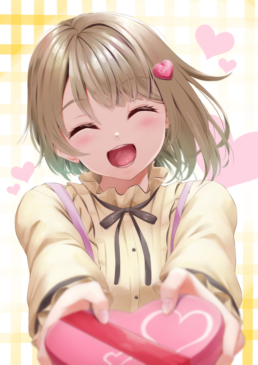 1girl artist_name artist_request birthday brown_hair eyebrows_visible_through_hair female_focus grey_hair happy_birthday high_res light_brown_hair love_live! love_live!_nijigasaki_high_school_idol_club nakasu_kasumi short_hair