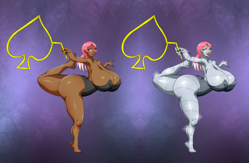 ass baton big_ass big_breasts breasts cleavage commission dat_ass female gymnastics gymnastics_ribbon jimita_d._damien leotard original original_character rhythmic rhythmic_gymnastics ribbon ribbon_baton ribbon_rhythmic_gymnastics solo