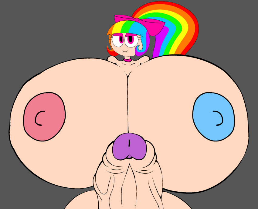 bearalphar34fan_v2 blue_nipple futanari huge_penis hyper_breasts looking_at_viewer purple_tip rainbow_kitty101 red_nipple tagme the_adventures_of_ra1nb0wk1tty_and_her_allies