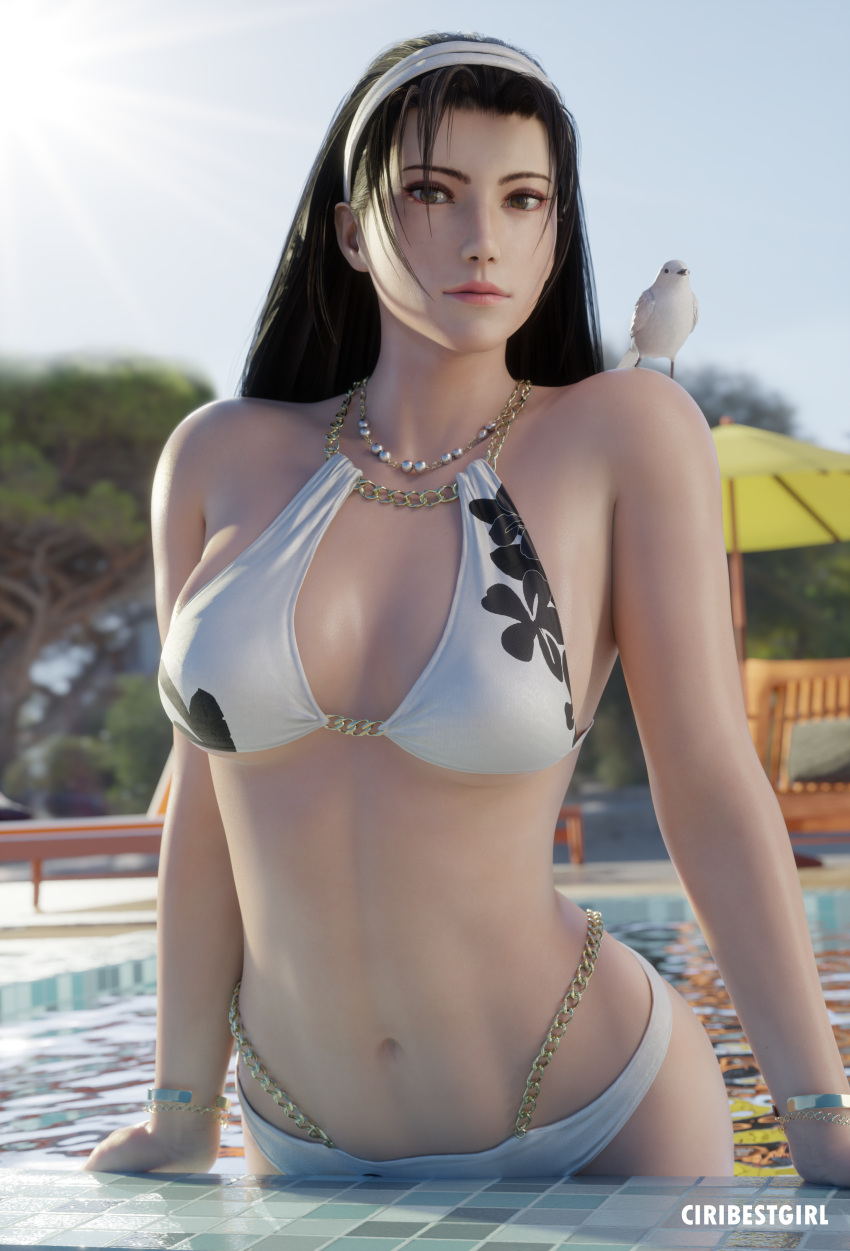 1girl 3d abs alluring athletic athletic_female big_ass big_breasts bikini ciribestgirl cleavage female_focus female_only fit_female high_res image_set jun_kazama kazama_jun light-skinned_female light_skin milf namco navel outside pool poolside swimming_pool tekken tekken_2 tekken_8 tekken_tag_tournament tekken_tag_tournament_2 thick_thighs thighs wet