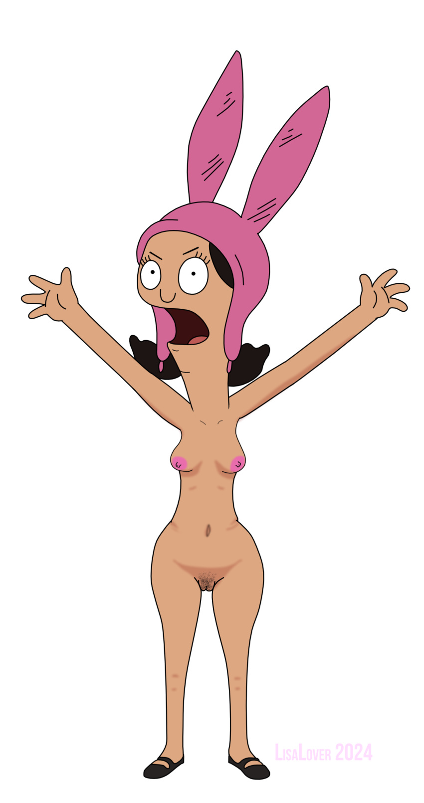 bob's_burgers lisalover louise_belcher medium_breasts nude onmodel pussy_hair transparent_background