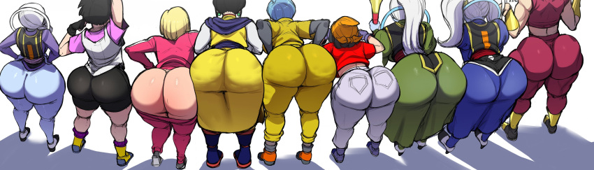 1girl 2d 9girls aged_up android_18 ass ass_comparison ass_size_chart back_view bandana big_ass black_hair blackwhiplash blonde_hair blue_hair bottomless bubble_butt bulma_brief bwl chichi comparing comparing_asses comparison curvy cus dat_ass divine_wine dragon_ball dragon_ball_gt dragon_ball_super dress dumptruck_ass edit female_only full_color fully_clothed fusion jeans kefla legendary_super_saiyan marcarita multiple_girls no_panties no_penetration pan_(dragon_ball) pants_down pink_track_suit potara_fusion purple_shirt shorts super_saiyan super_saiyan_2 track_suit vados videl