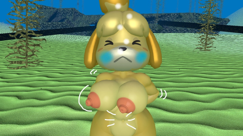 1girl 3d 3d_(artwork) animal_crossing animal_crossing_new_horizons animal_crossing_new_leaf bondage breasts charboy3000 dog_girl drowning female fetish fur furry isabelle_(animal_crossing) nintendo sex solo source_filmmaker underwater