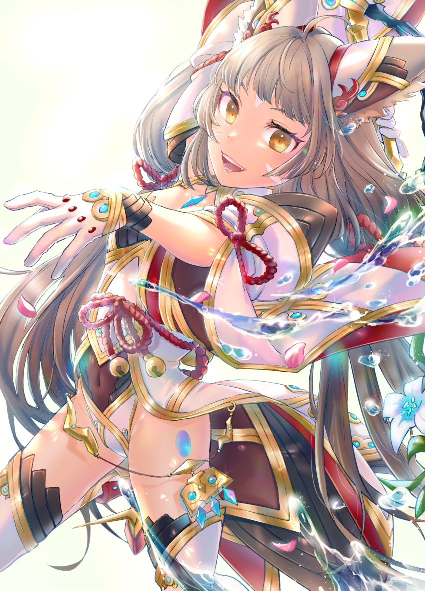 1girl 1girl alluring animal_ears cat_ears cat_girl facial_mark fuwamoko_momen_toufu gloves grey_hair high_res leotard nia nia_(blade)_(xenoblade) nia_(xenoblade) small_breasts spoilers tattoo twin_tails xenoblade_(series) xenoblade_chronicles_2