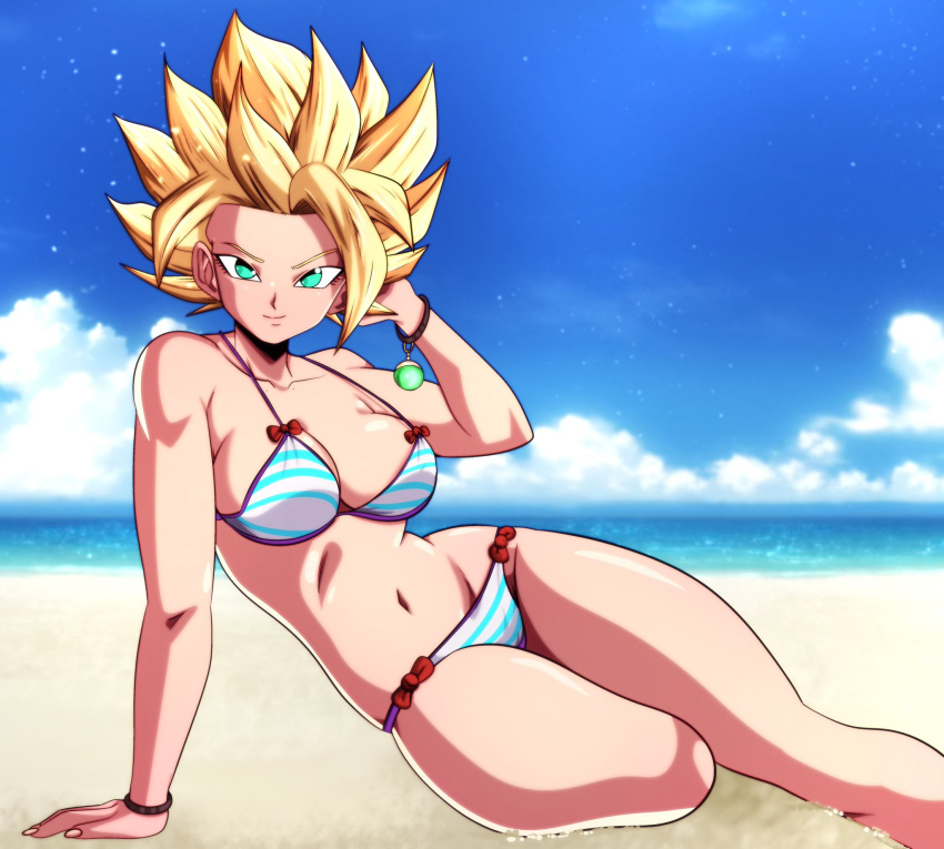 1girl 1girl attractive beach beautiful_female beautyful big_breasts bikini bitch blonde_hair bodysuit breasts caulifla dragon_ball dragon_ball_super earrings excited excited_for_sex exhibitionism female_focus female_pervert female_pov female_pubic_hair female_sub hooker panties perfect perfection pervert potara potara_earrings prostitute prostitution provocating provocative sex_invitation sexually_suggestive submission super_saiyan