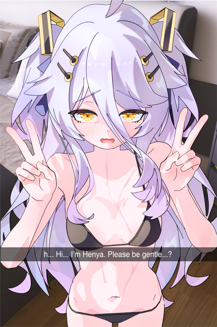 henya_the_genius peace_sign underwear vshojo vtuber