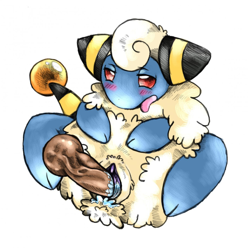 disembodied_penis erection female hetero male mareep penis plain_background pokemon pussy pussy_juice red_eyes tranquilmyst vaginal white_background white_fur