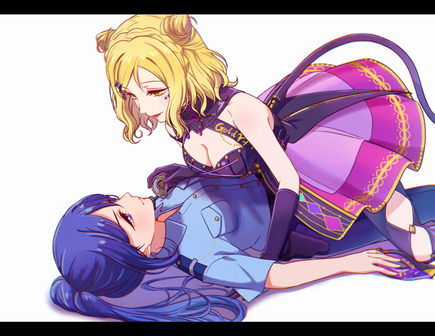 2_girls blue_hair female_focus high_res long_hair love_live! love_live!_sunshine!! matsuura_kanan