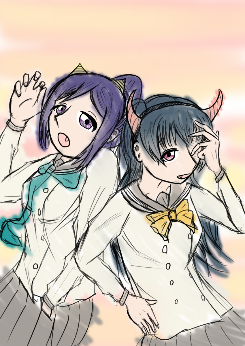 2_girls blue_hair female_focus high_res long_hair love_live! love_live!_sunshine!! matsuura_kanan