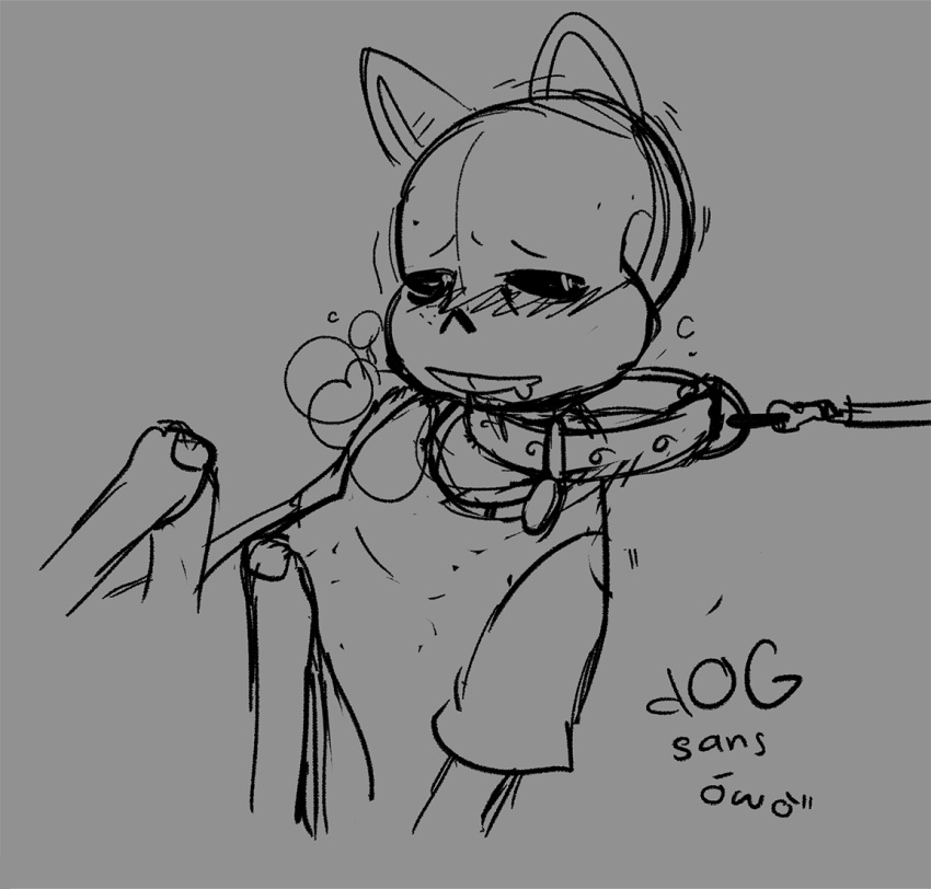 animal_ears animated_skeleton blush blush_lines bottom_sans collar collar_and_leash dog_ears drooling lameandashamed leash leash_and_collar leash_pull monster sans sans_(undertale) skeleton sketch solo_focus uke_sans undead undertale undertale_(series)