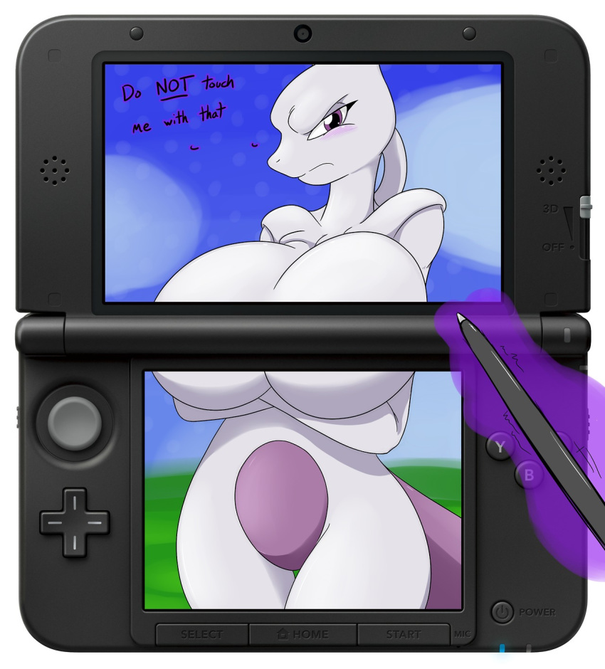 angelthecatgirl big_breasts breasts huge_breasts mewtwo nintendo nintendo_3ds nintendo_ds pokemon video_games