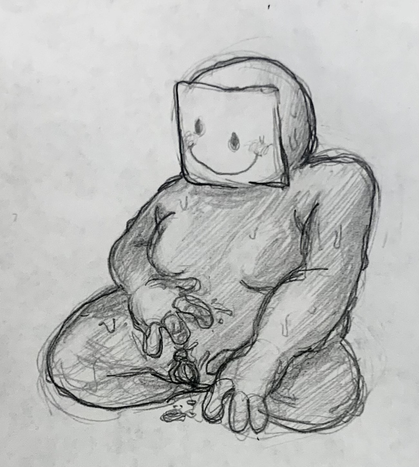 ambiguous_gender chubby fleshcousin_(regretevator) humanoid jimbodaisy mask messy_linework overweight pussy pussy pussy_juice pussy_juice_drip regretevator roblox roblox_game sketch slimy sweat sweating traditional_art traditional_drawing_(artwork) traditional_media traditional_media_(artwork)