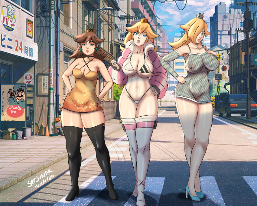 breasts clothing mario_(series) nintendo princess_daisy princess_peach rosalina setsunak