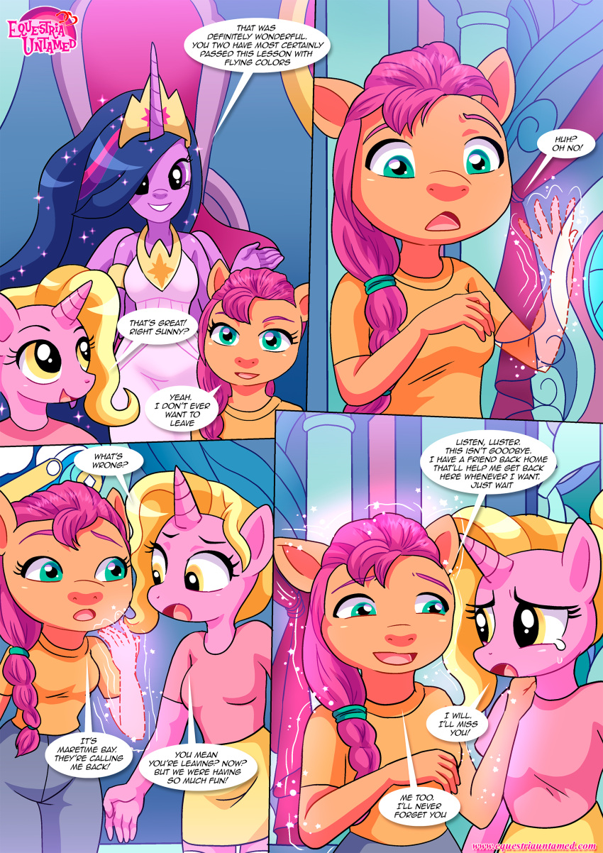 3_girls bbmbbf comic equestria_untamed friendship_is_magic furry furry_only hasbro lesson_for_the_generations luster_dawn_(mlp) my_little_pony my_little_pony:_a_new_generation palcomix sunny_starscout sunny_starscout_(mlp) twilight_sparkle twilight_sparkle_(mlp)