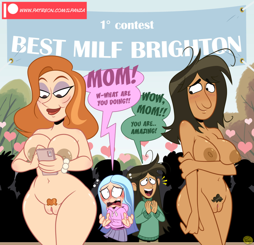 2_girls andrea_davenport brown_hair brown_pubic_hair cartoon_milf completely_nude_female crowd fiona_davenport ilpanza leah_stein-torres libby_stein-torres milf orange_hair orange_pubic_hair pubic_hair public_nudity the_ghost_and_molly_mcgee