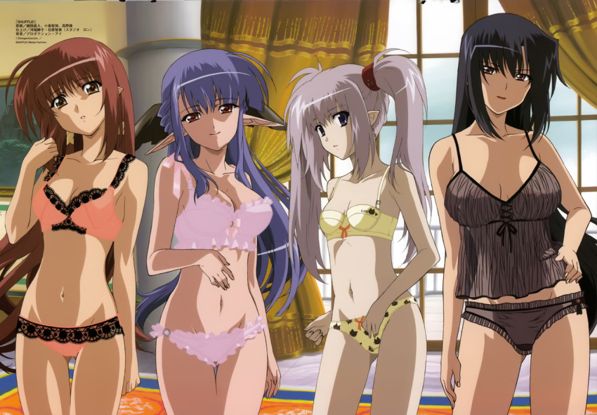 1280x890 4:3_aspect_ratio 4girls art babe benibara_nadeshiko bikini blush cameltoe clothing elf female female_only fuyou_kaede high_resolution hosoda_naoto kikyou_(shuffle!) lineup lingerie lisianthus looking_at_viewer multiple_girls nerine nipples no_bra official_art pantsu pointed_ears potential_duplicate primula shuffle! standing swimsuit take_your_pick third-party_edit underwear wallpaper