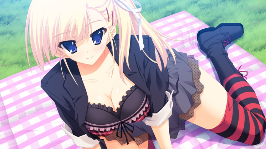 ama_ane blonde_hair blue_eyes cleavage female game_cg kikurage takashina_natsumi