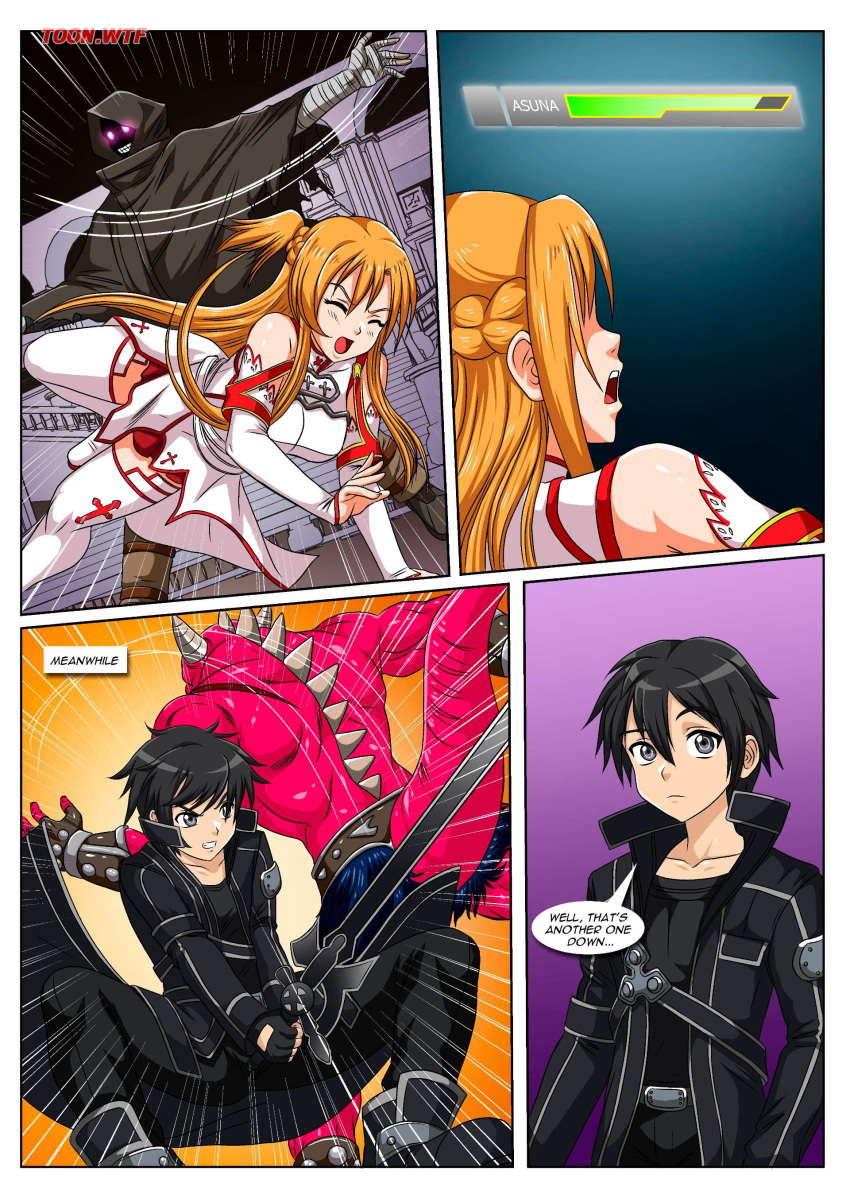 1girl aincrad bbmbbf comic kirigaya_kazuto kirito kirito_(sao) no_laughing_matter palcomix palcomix*vip sword_art_online tagme toon.wtf yuuki_asuna