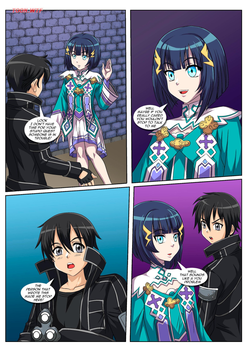 1girl aincrad bbmbbf comic kirigaya_kazuto kirito no_laughing_matter palcomix palcomix*vip premiere_(sword_art_online) sword_art_online tagme toon.wtf