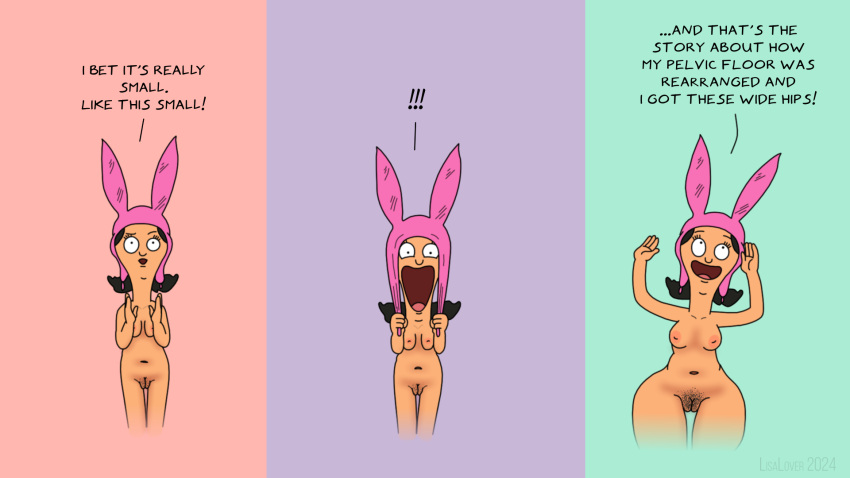 bob's_burgers comic lisalover louise_belcher medium_breasts pubic_hair speech_bubble wide_hips