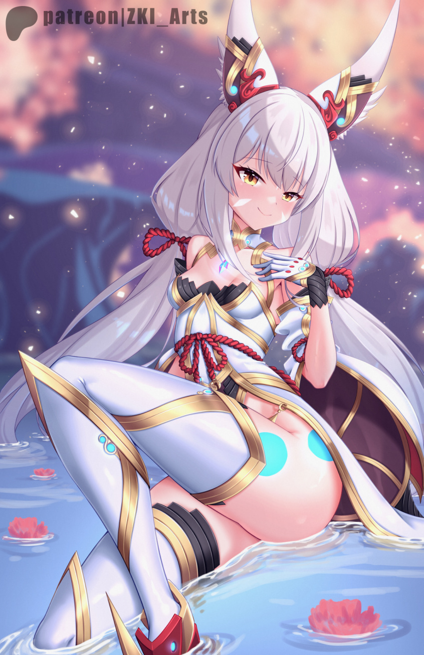 1girl 1girl alluring breasts high_res leotard nia nia_(blade)_(xenoblade) nia_(xenoblade) nintendo silver_hair small_breasts xenoblade_(series) xenoblade_chronicles_2 z-ki