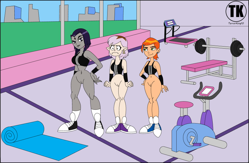 1older_and_2young_girls 3girls age_difference aged_up amity_blight arm_bracelets ben_10 bottomless bottomless_female cartoon_network commission commission_art crossover dc_comics disney embarrassed exposed_pussy female female_only gwen_tennyson gym multiple_girls naked_from_the_waist_down nude_female older older_female older_female_and_younger_girl purple_hair rachel_roth raven_(dc) sneakers sports_bra sports_shoes teen teen_titans terrorking10 the_owl_house workout young young_adult young_adult_and_young_girl young_adult_female young_adult_woman young_girl younger younger_female