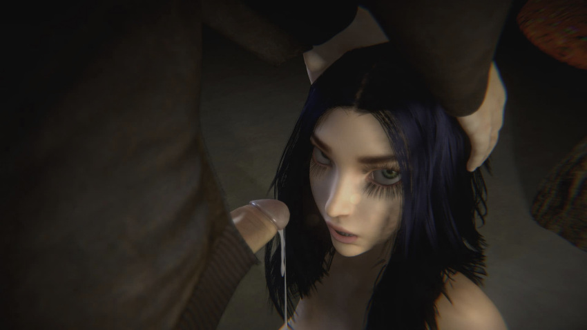 16:9_aspect_ratio 1boy 1girl 3d after_fellatio alice:_madness_returns alice_liddell american_mcgee's_alice cum dripping_cum dripping_semen fellatio green_eyes kneel light-skinned_female light-skinned_male light_skin looking_at_viewer open_eyes open_mouth semen solo_focus teen video_games