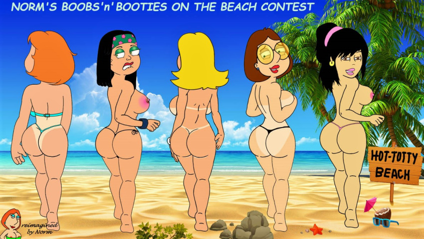 american_dad ass breasts crossover erect_nipples family_guy francine_smith glasses gwen_ling hayley_smith lois_griffin meg_griffin thighs thong