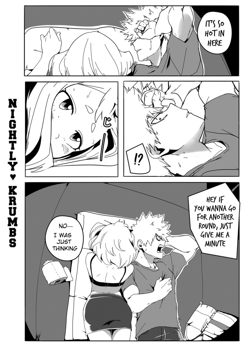 after_sex bakugou_katsuki fully_clothed kacchako nightlykrumbs ochako_uraraka