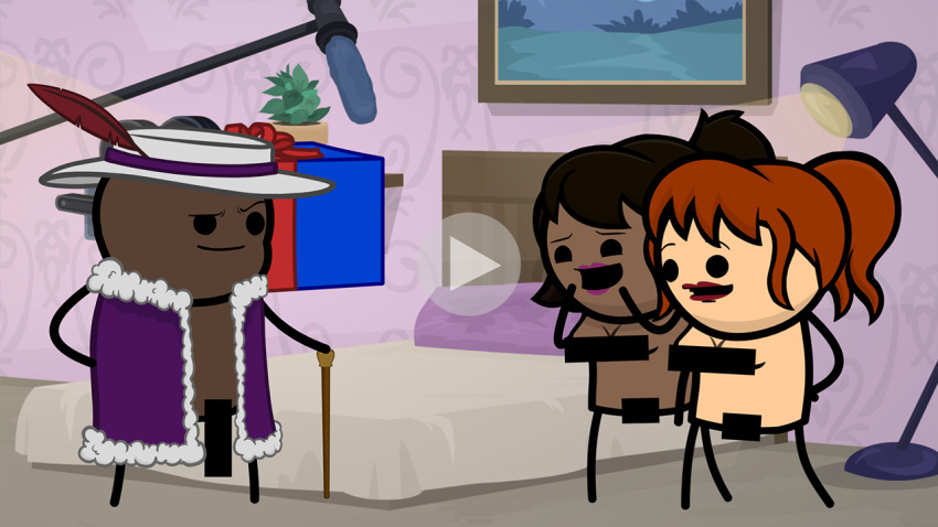 2_girls censor_bar censored_penis cyanide_and_happiness dark-skinned_male dark_skin pimp_hat