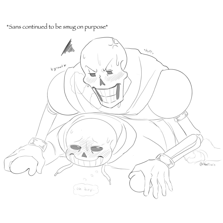 1:1 1:1_aspect_ratio 2020s 2021 2d 2d_(artwork) abosinsin anger_vein angry animated_skeleton bad_id bad_twitter_id blush bottom_sans brother brother/brother brother_and_brother brothers digital_media_(artwork) duo english_text fontcest from_behind grabbing_hand grabbing_hands hand_on_hand hands_grab imminent_sex implied_sex inactive_account incest intraspecies male male/male male_only monochrome monster monster_boy papyrus papyrus_(font) papyrus_(undertale) papysans sans sans_(undertale) seme_papyrus sibling_incest siblings skeleton sweat sweating text thought_bubble top_papyrus uke_sans undead undertale undertale_(series) video_game_character video_games yaoi