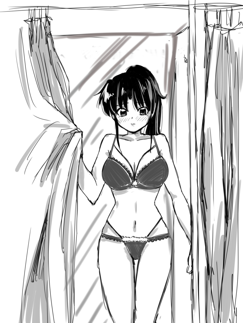 alluring bra hot insanely_hot monochrome panties setsuna_(yashahime) sexy shower_curtain silf thistle_(artist) voluptuous yashahime:_princess_half-demon