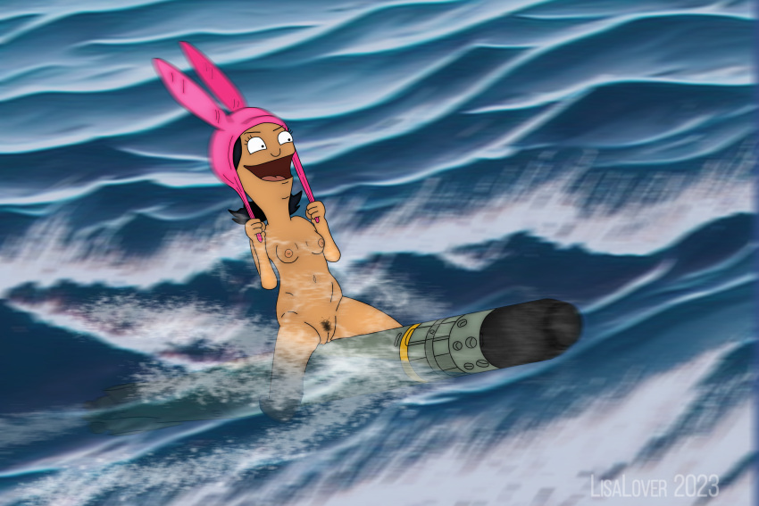 bob's_burgers lisalover louise_belcher pussy_hair ride sea torpedo weapon wet_body