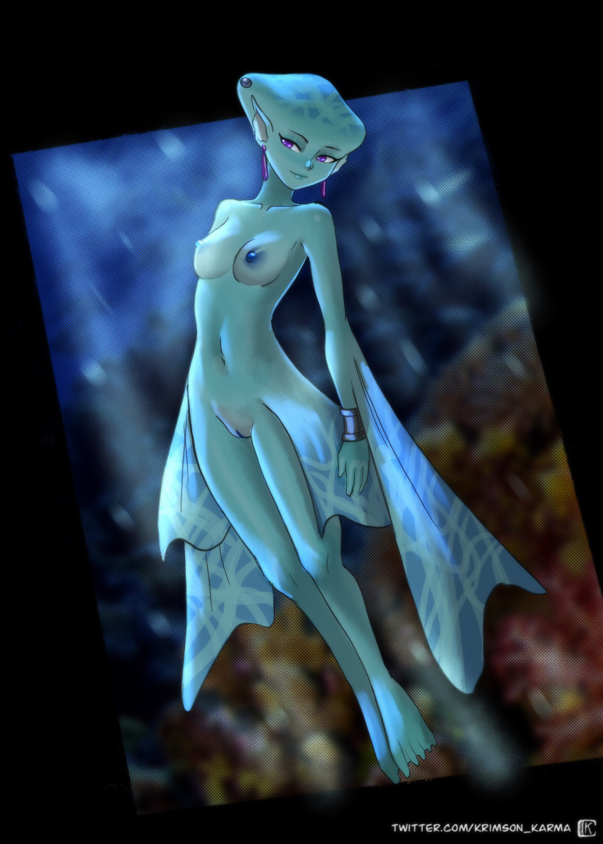 1girl 1girl 1girl breasts krimson_karma medium_breasts navel nintendo nipples nude ocarina_of_time princess_ruto pussy swimming tagme the_legend_of_zelda underwater water zora