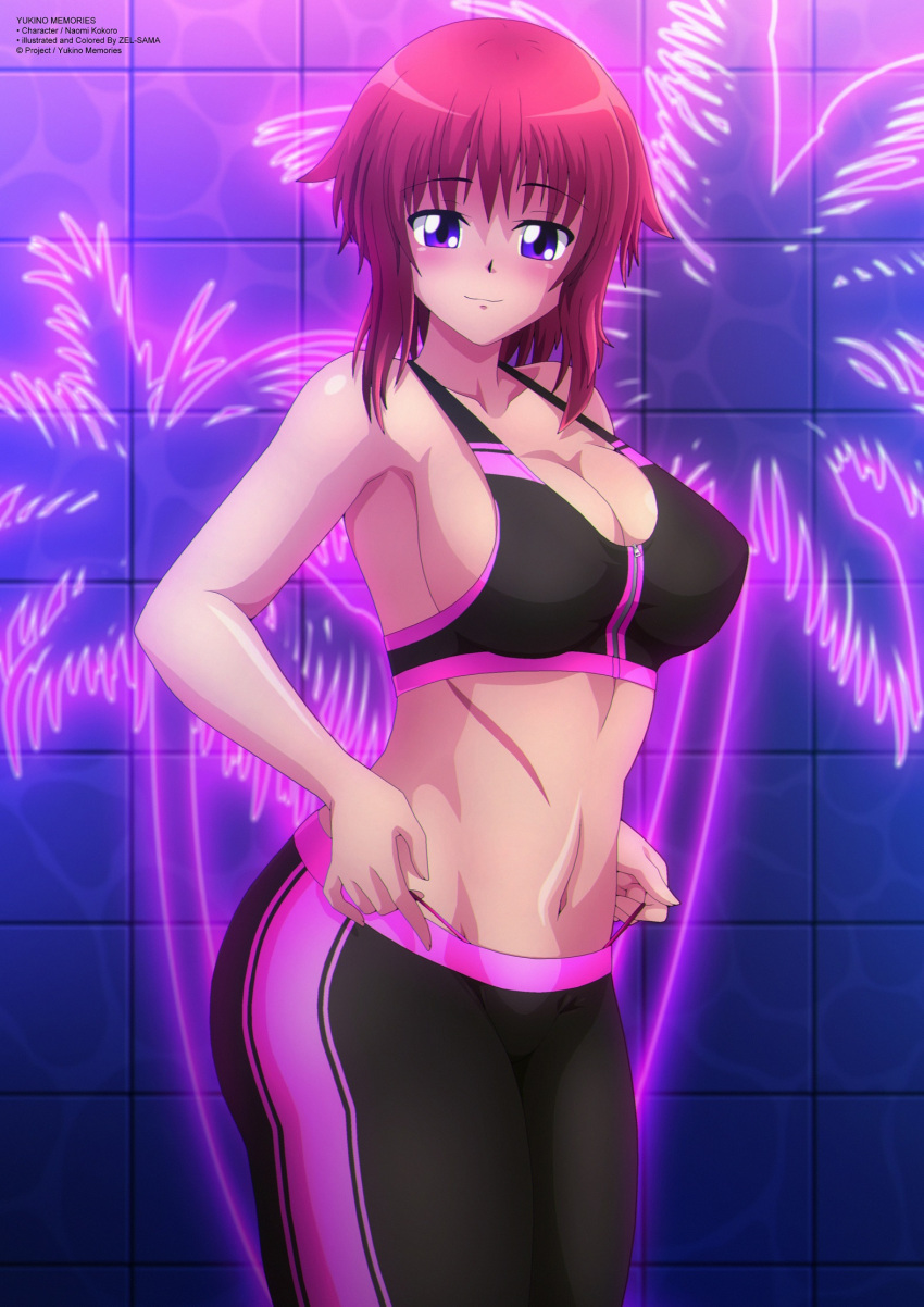 big_ass big_breasts fitness naomi_kokoro red_hair sports_bra vaporwave yukino_memories zel-sama