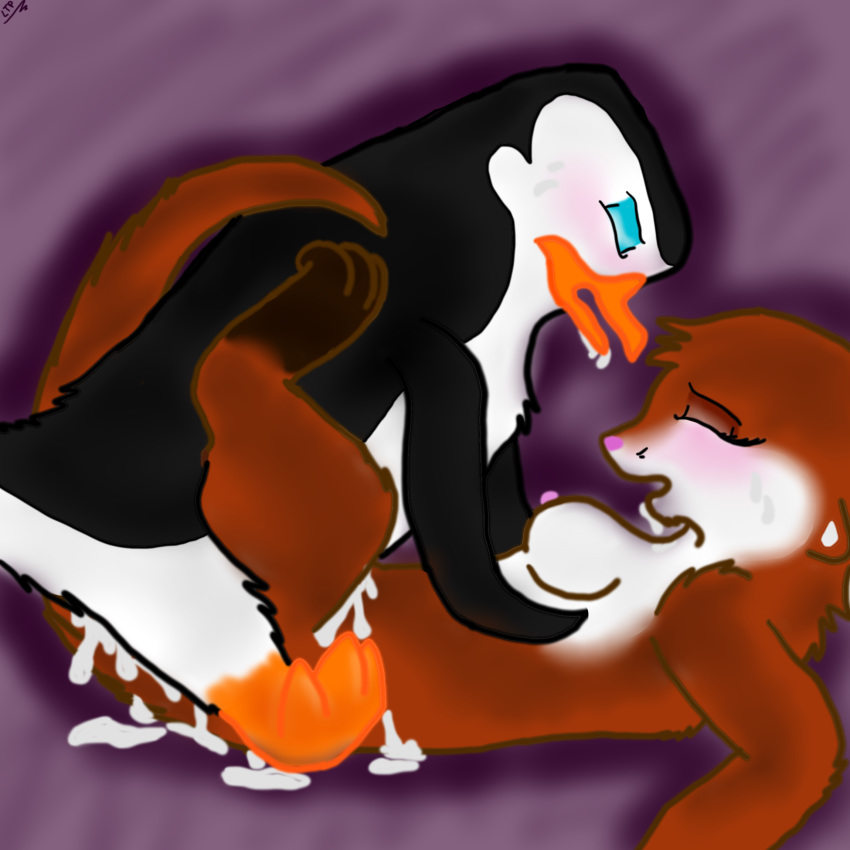 artist_name avian cum_inside dreamworks furry interspecies marlene_(penguins) otter penguin skipper_(penguins) the_penguins_of_madagascar