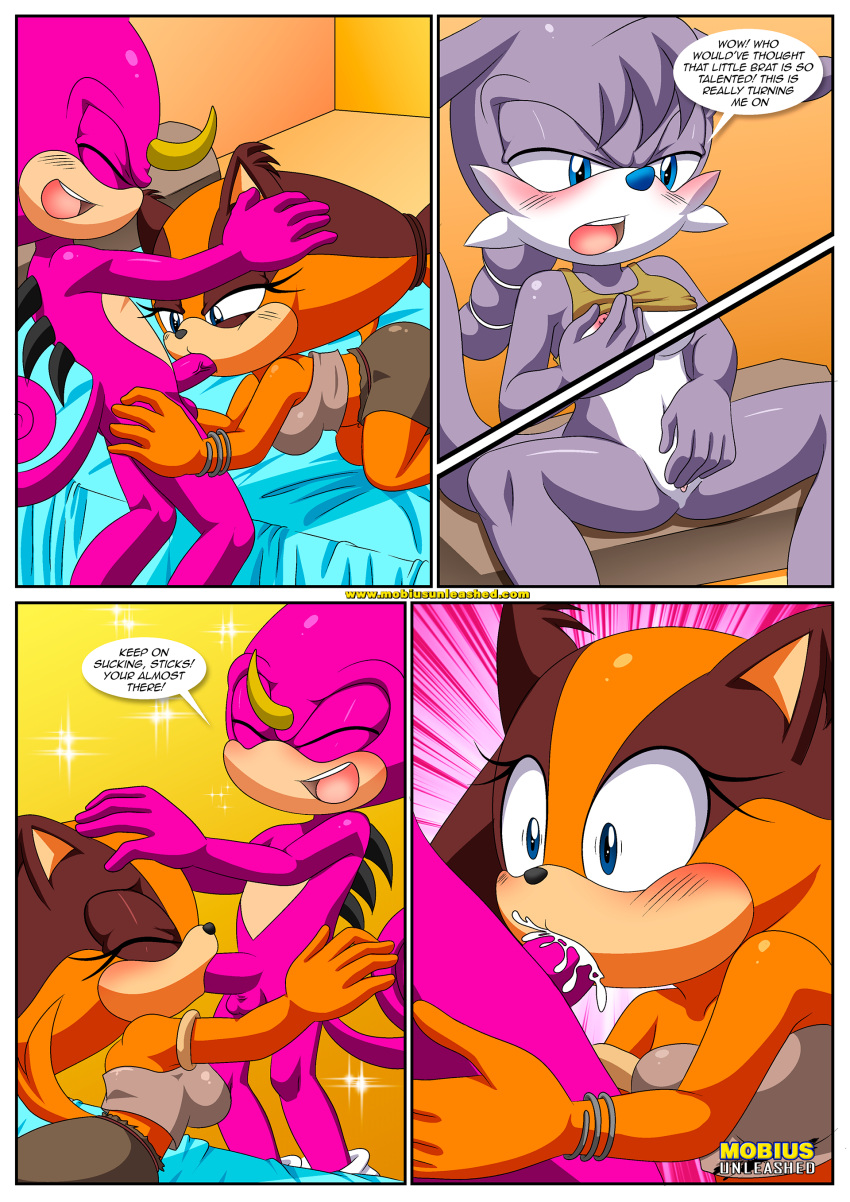 archie_comics bbmbbf comic espio_the_chameleon furry mobius_unleashed nic_the_weasel nicolette_the_weasel palcomix sega sonic_boom stickin'_around_(comic) sticks_the_jungle_badger