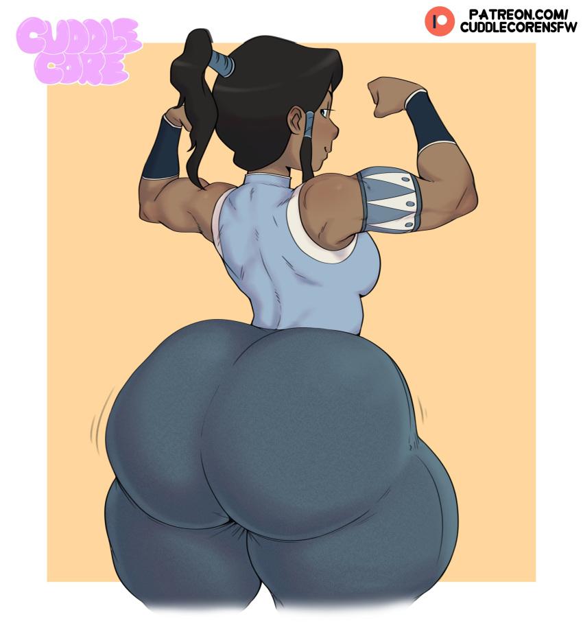 1girl ass avatar_legends big_ass big_breasts blue_eyes brown_hair bubble_butt cuddlecore dark-skinned_female dark_brown_hair fat_ass female_only flexing huge_ass korra large_ass looking_at_viewer looking_back ponytail rear_view sexy sexy_ass sexy_body the_avatar the_legend_of_korra thick_ass thick_thighs thighs water_tribe wide_hips