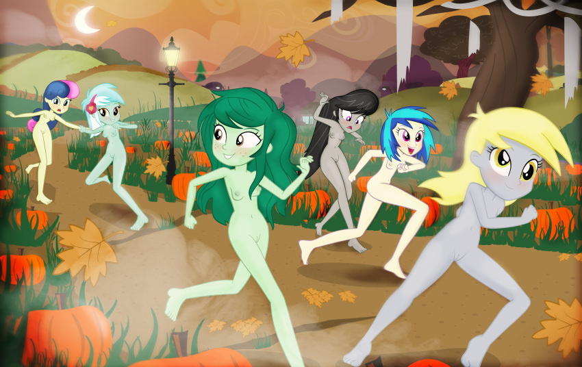 equestria_girls invisibleink my_little_pony nude nude_edit pumpkin_patch streaking