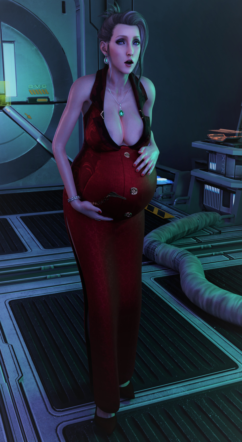 3d blonde_hair blue_eyes final_fantasy final_fantasy_vii final_fantasy_vii_remake pregnant pregnant_belly pregnant_female scarlet_(ff7) zero-thl