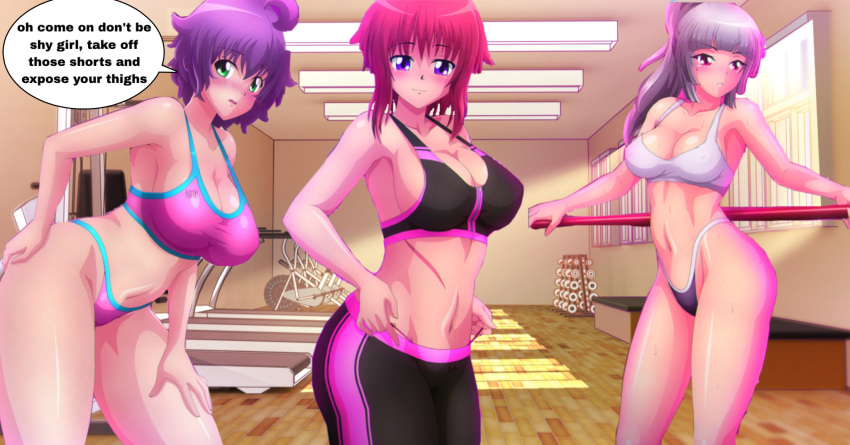 big_breasts gym gym_uniform huge_breasts kanna_albeecht naomi_kokoro sports_bra sportswear yukino_akaihi yukino_memories zel-sama