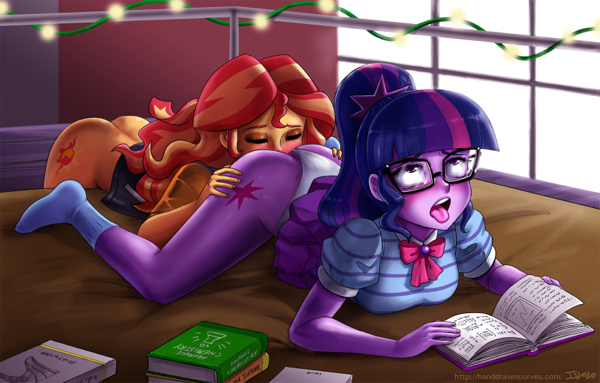 2020 2_girls 2girls ass bespectacled books equestria_girls female female/female female_only friendship_is_magic glasses handdrawncurves implied_cunnilingus implied_oral indoors john_joseco long_hair my_little_pony panties panties_aside partially_clothed ponytail skirt skirt_around_belly socks sunset_shimmer sunset_shimmer_(eg) twilight_sparkle twilight_sparkle_(mlp) yuri