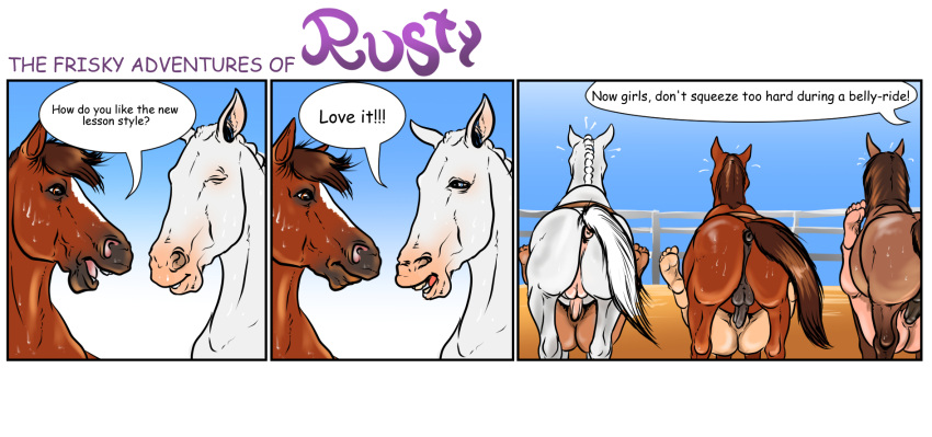 beastiality belly_riding horse_penis milf nude_female the_frisky_adventures_of_rusty