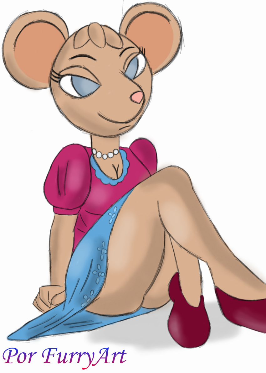 1girl angelina_ballerina legs legs_up matilda_(angelina_ballerina) mature_female milf mouse mouse_ears por_furryart_(artist) sexy solo_female upskirt