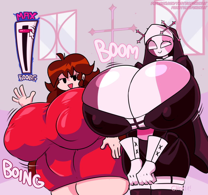 1girl 2_girls 2female 2girl ass_expansion attribute_slider big_breasts breast_expansion breasts bubble_ass bubble_butt enormous_breasts enormous_tits friday_night_funkin friday_night_funkin_mod girlfriend_(friday_night_funkin) hyper_boobs hyper_breasts hyper_hourglass hyper_thighs large_ass large_butt massive_boobs massive_breasts massive_butt massive_thighs massive_tits mid-fight_masses mid-fight_masses_(fnf_mod) mid_fight_masses midfight_masses nun nun_outfit sarvente_(dokki.doodlez) sarvente_(friday_night_funkin) tagme tasteofchoklit thicc_thighs thick_thighs voluptuous voluptuous_female wide_hip wide_hipped_female wide_hips wide_thighs