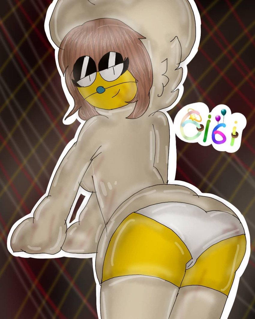 1girl 1girl background bear_alpha brown_hair coat female_only fursuit genderswap genderswap_(mtf) gigidonut100 panties psycho_bear_(bear) socks