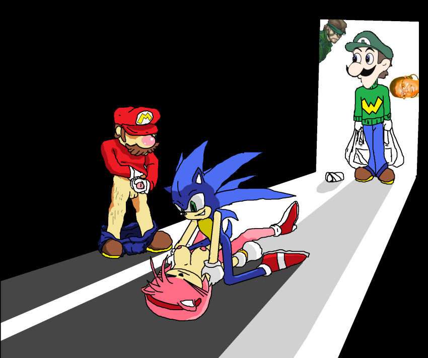 amy_rose chocolate_rain crossover luigi mario sega solid_snake sonic sonic_team sonic_the_hedgehog tay_zonday weegee