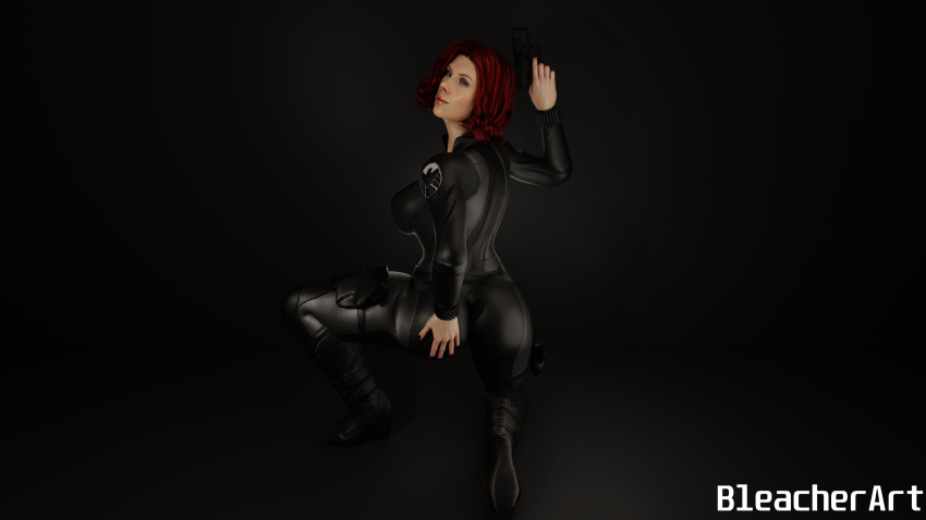 1girl 3840x2160 3d 3d_model 3d_render alternate_version_at_source alternate_version_available big_ass big_breasts black_widow_(marvel) bleacherart celeb female_only from_behind gun guns marvel marvel_cinematic_universe marvel_comics natasha_romanoff nude nude_female partially_clothed partially_clothed_female posing posing_with_weapon real_person red_hair scarlett_johansson wetsuit